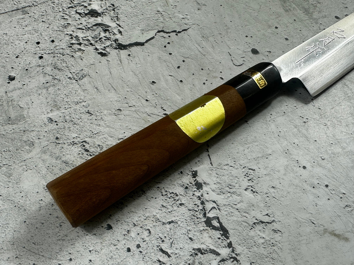 Vintage Kumpei Yanagiba Knife 210mm Carbon Steel Wood Handle Buffalo Horn 2228