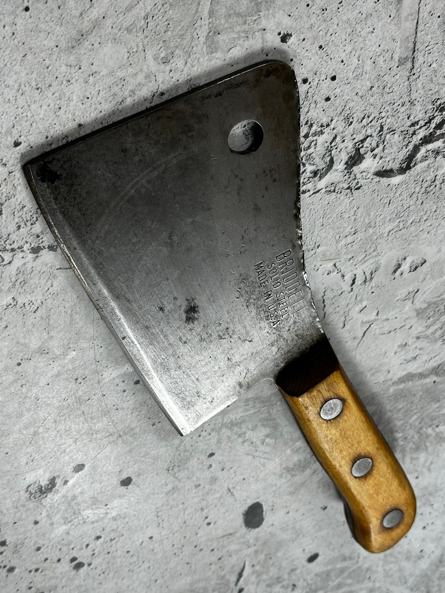 Vintage Bridell Cleaver Knife 155mm  Carbon Steel Blade Made in USA 🇺🇸 1999