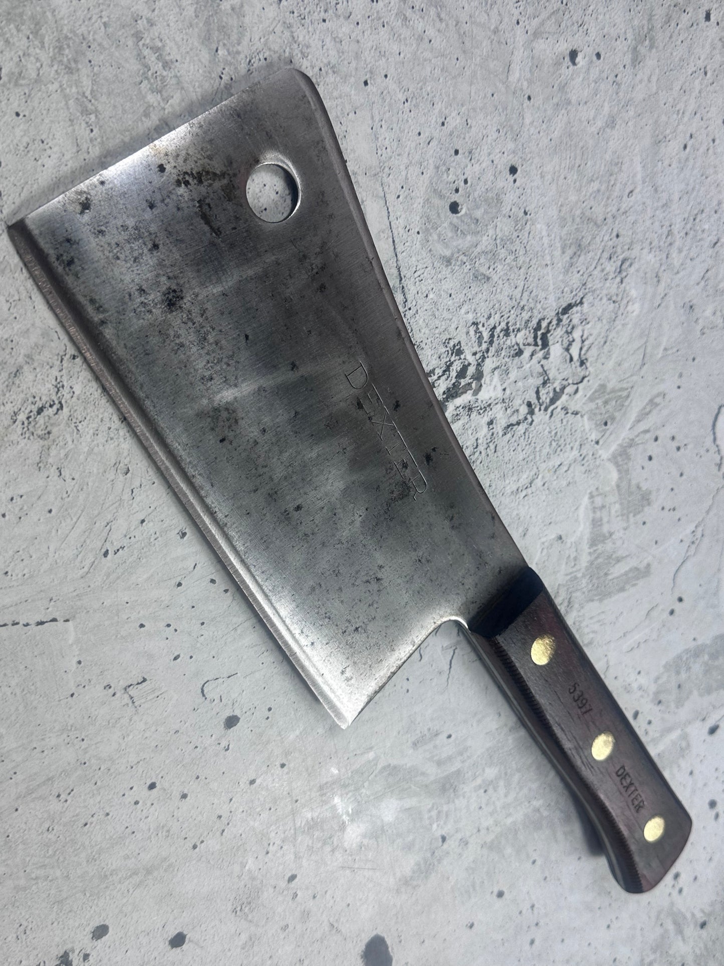 Vintage Dexter Butcher Cleaver Knife 180mm High Carbon Steel Made in USA 2106