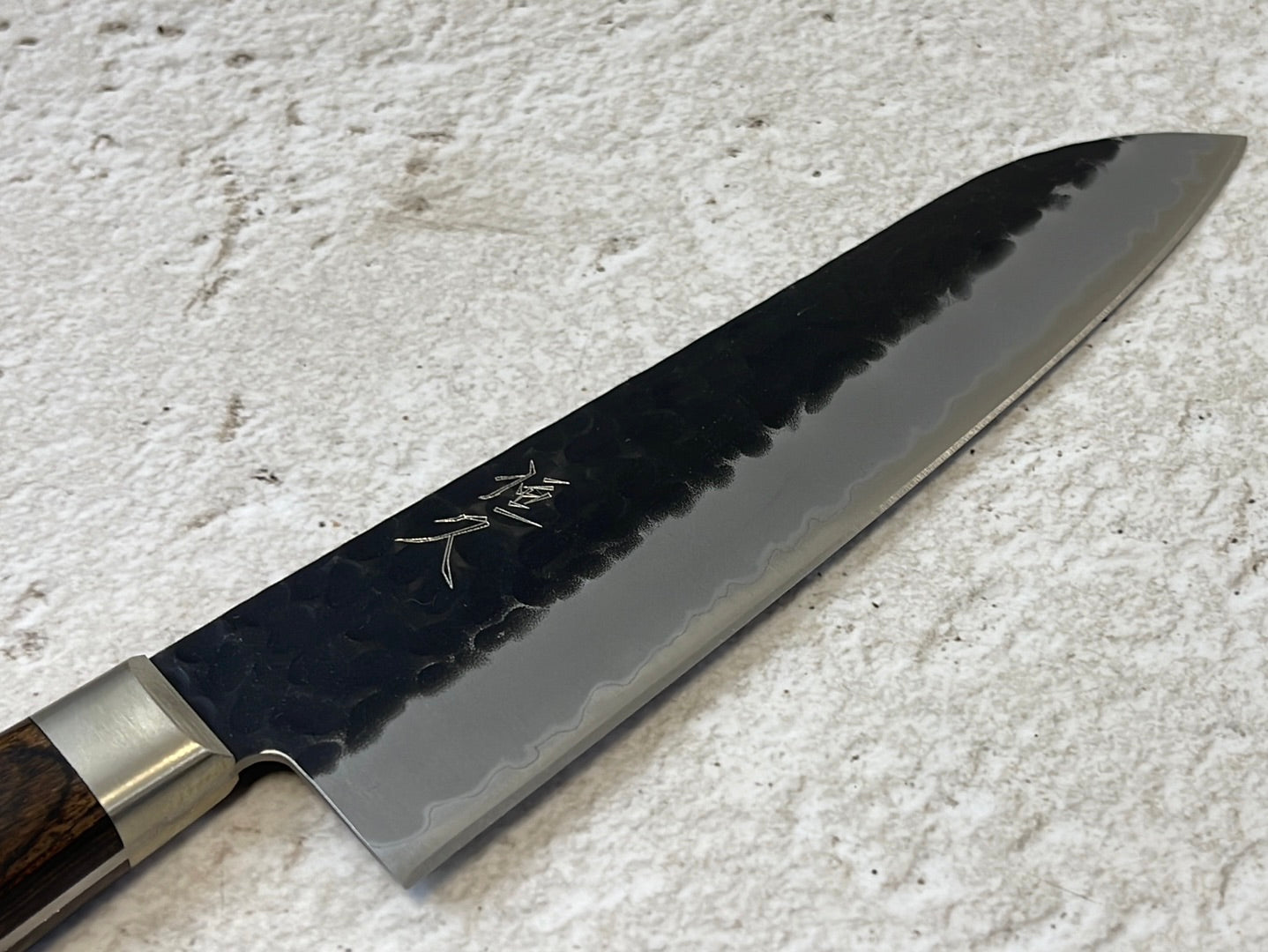 Tsunehisa Aogami Super Kuro Tsutime Santoku Knife 180mm - Made in Japan 🇯🇵 Brown Pakka Wood Handle