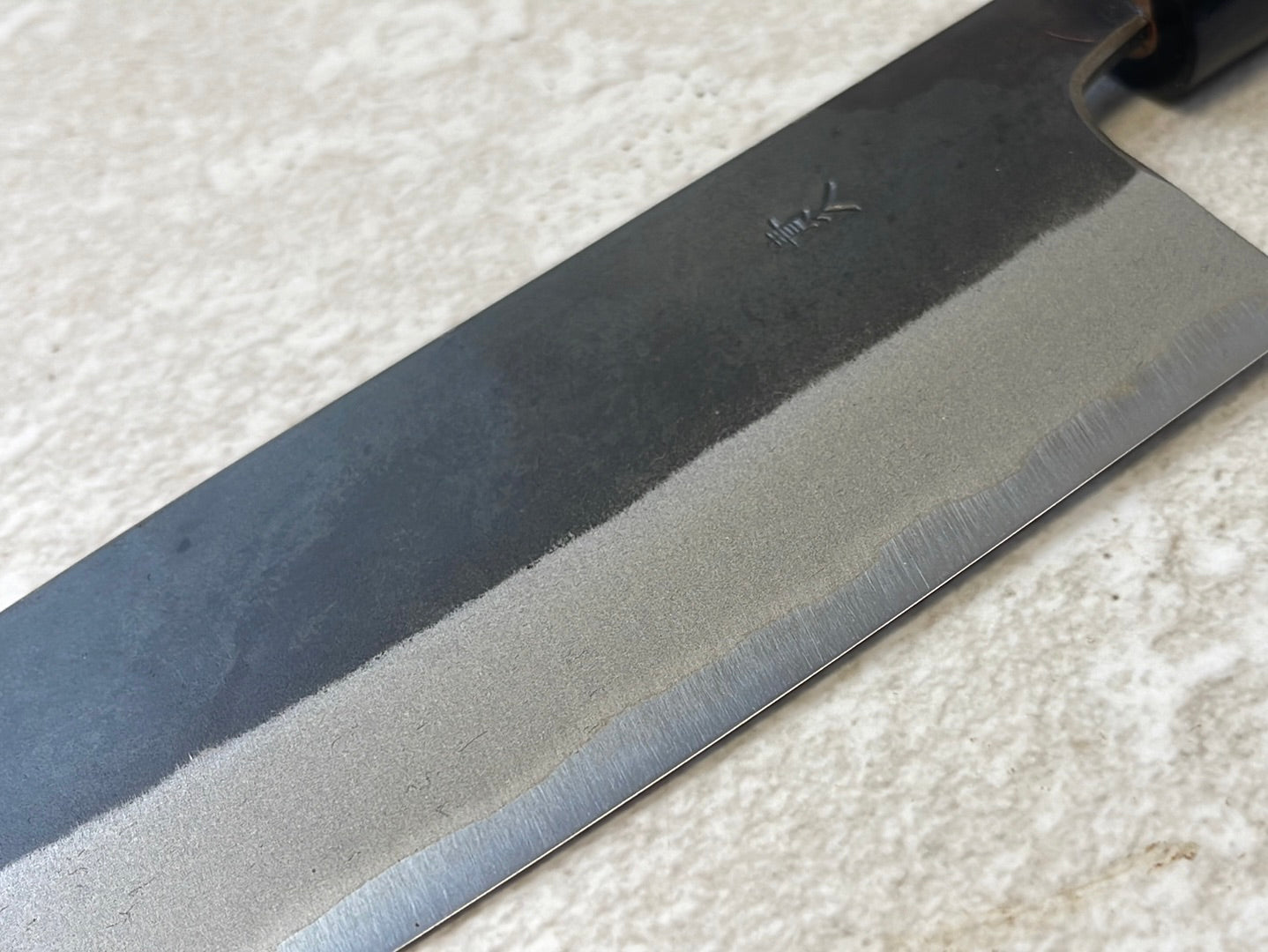 Muneishi Aogami SS Clad Santoku 180 mm  Kurochi Finish Made in Japan
