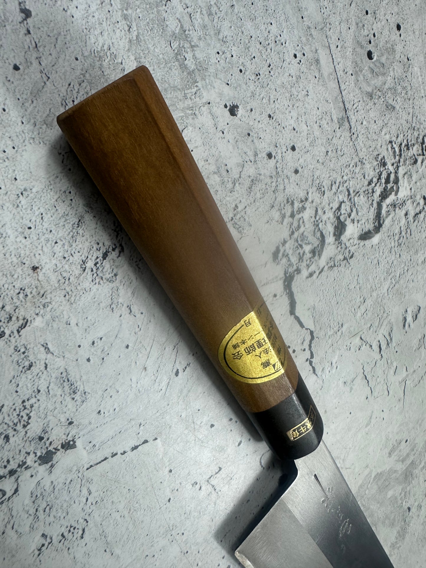 Vintage Kumpei Nakiri Knife 180mm Carbon Steel Wood Handle Buffalo Horn 2229