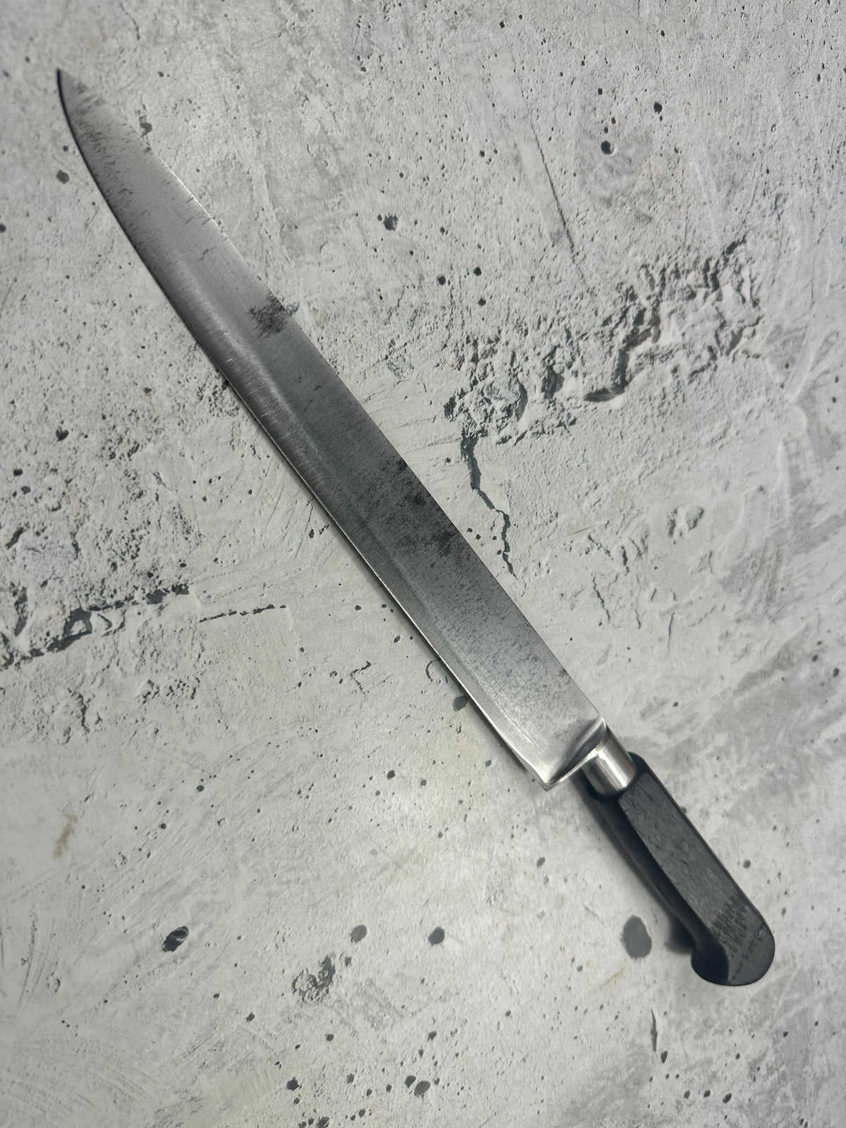 Vintage French Sabatier Nogent Style Slicing  Knife 240mm High Carbon Steel Wood Handle  2273