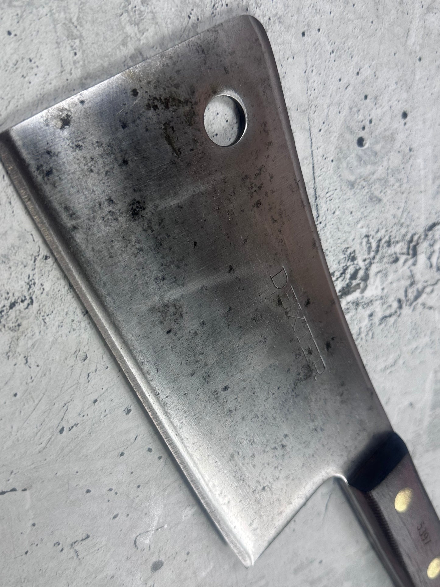 Vintage Dexter Butcher Cleaver Knife 180mm High Carbon Steel Made in USA 2106