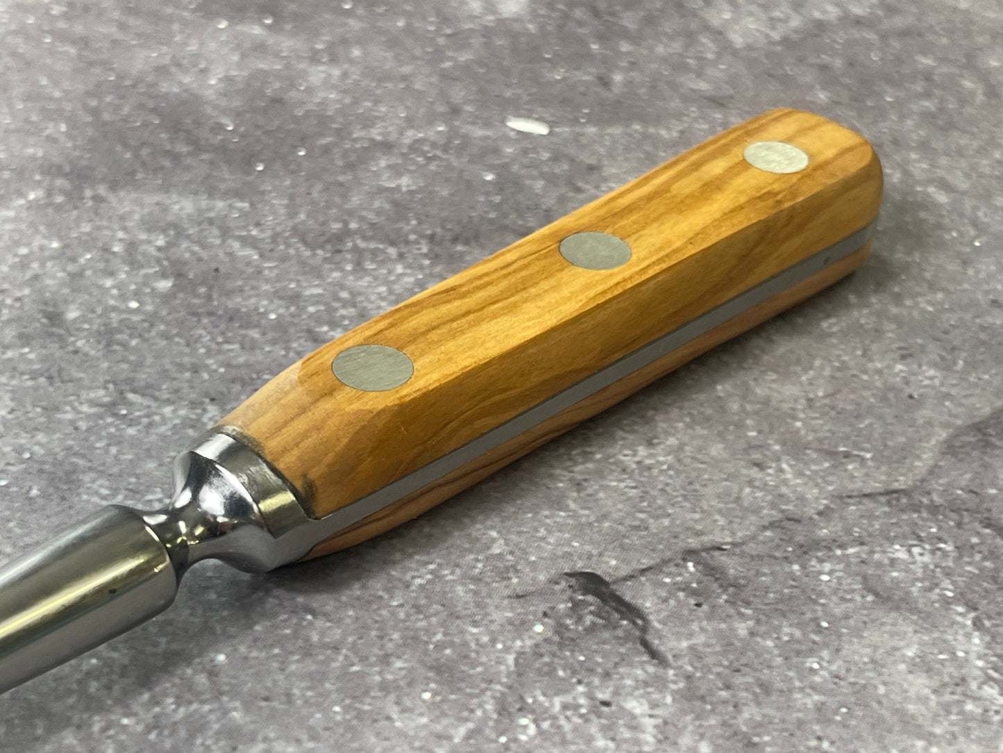 K Sabatier Curbed Fork 150mm - HIGH CARBON STEEL - OLIVE WOOD HANDLE