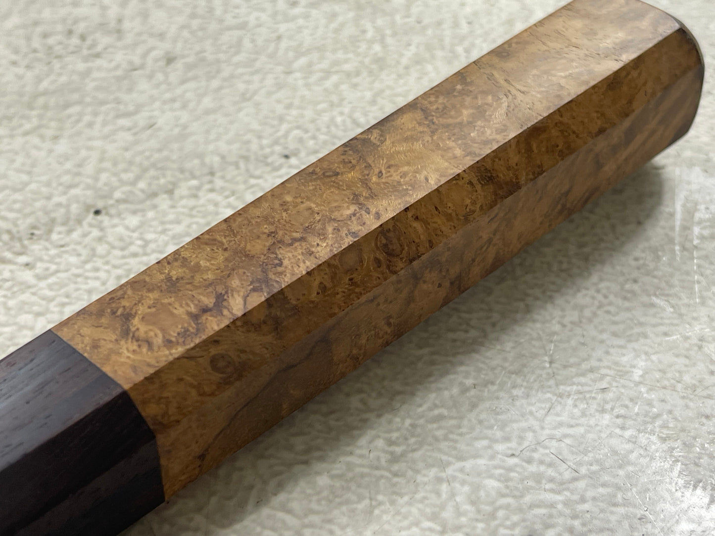 Kanefusa Gyuto 230mm Teakwood Burl & Rosewood Handle & Sheath