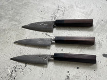 Load image into Gallery viewer, Japanese Knife Set  3x Carbon Steel Rosewood Black Octagon Handle Made In Japan 🇯🇵 1538