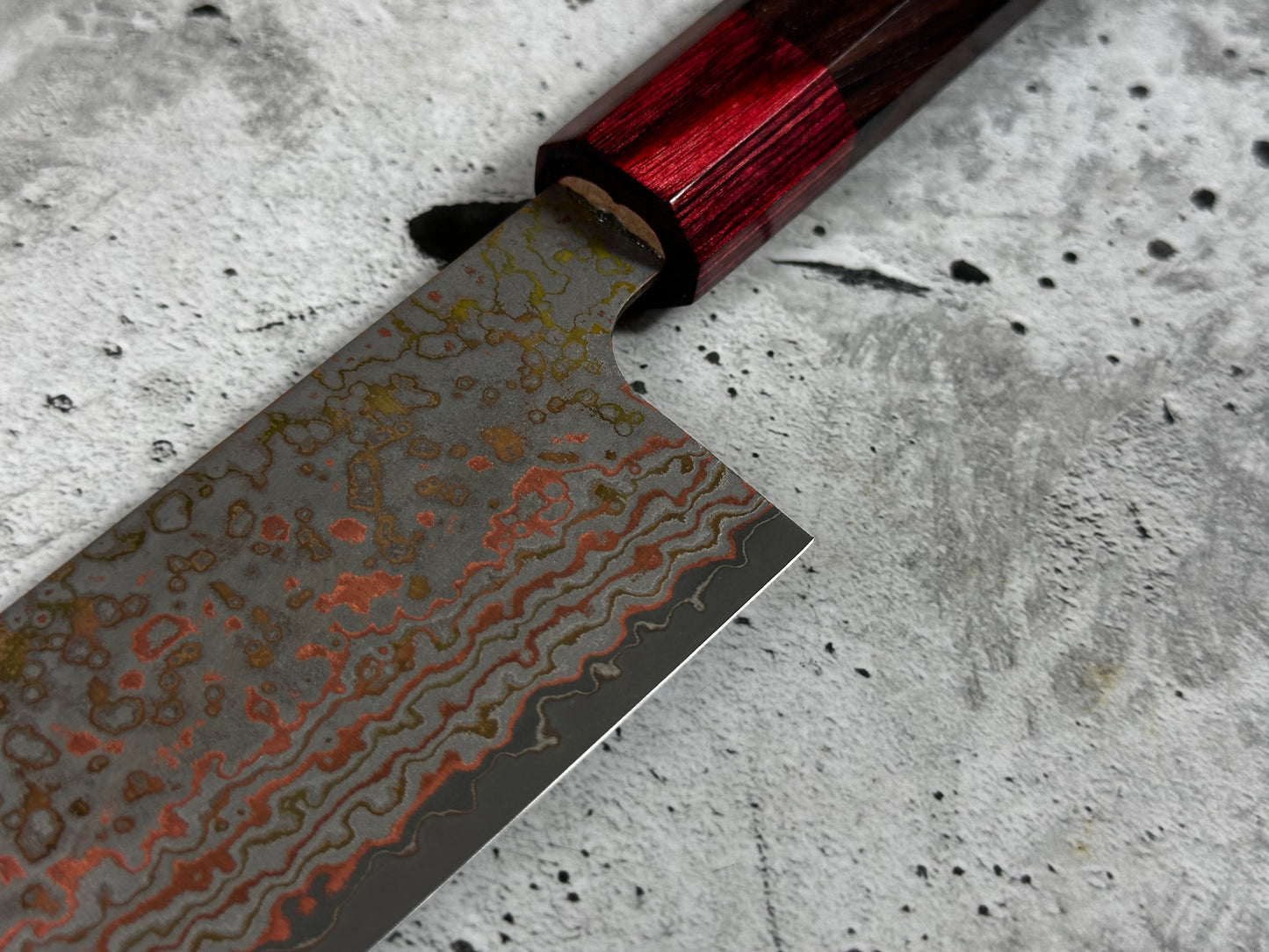 Takeshi Saji VG10-W Nashiji Rainbow Damascus Santoku 165mm