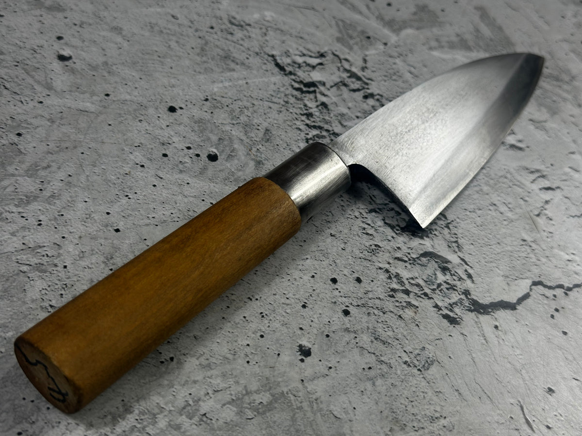 Vintage Sakai Shigemitsu Deba Knife 140mm Carbon Steel Magnolia Wood Handle  2260