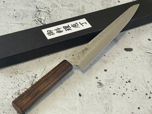 Tsunehisa 440c Damascus Nashiji  Sujihiki 240mm Oak Wood Handle - Made in Japan 🇯🇵