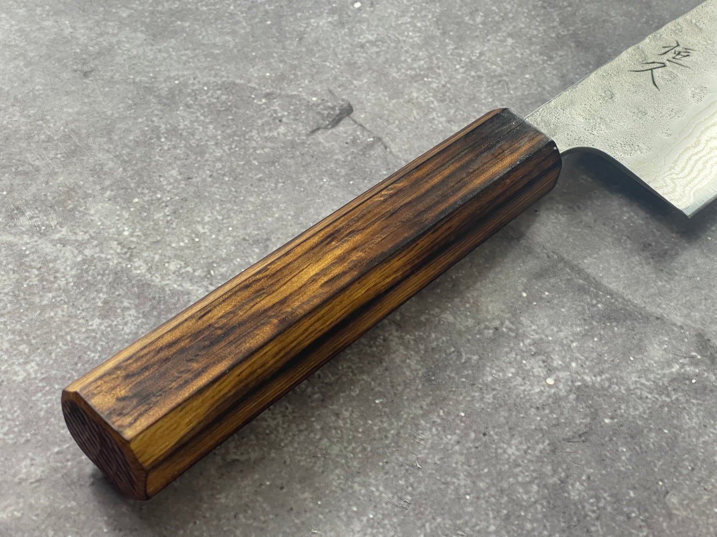 Tsunehisa 440c Damascus Nashiji Santoku 170mm Oak Handle Made in Japan 🇯🇵