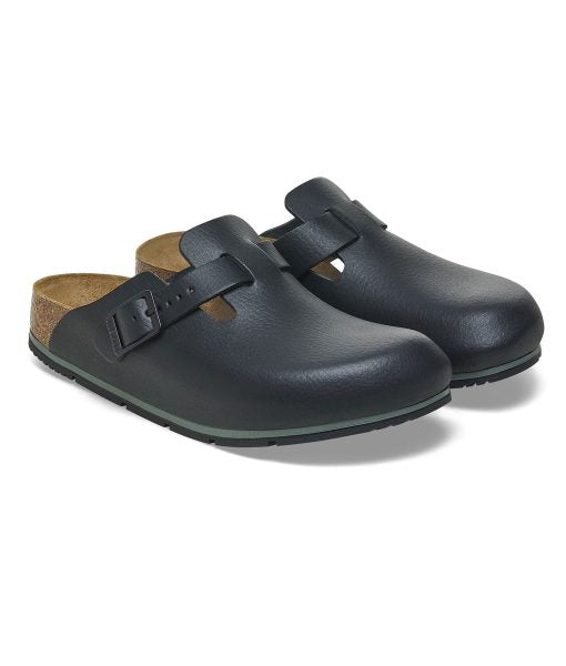 Birkenstock Boston Pro Black PU Coated Natural Leather Clog Chef Shoes