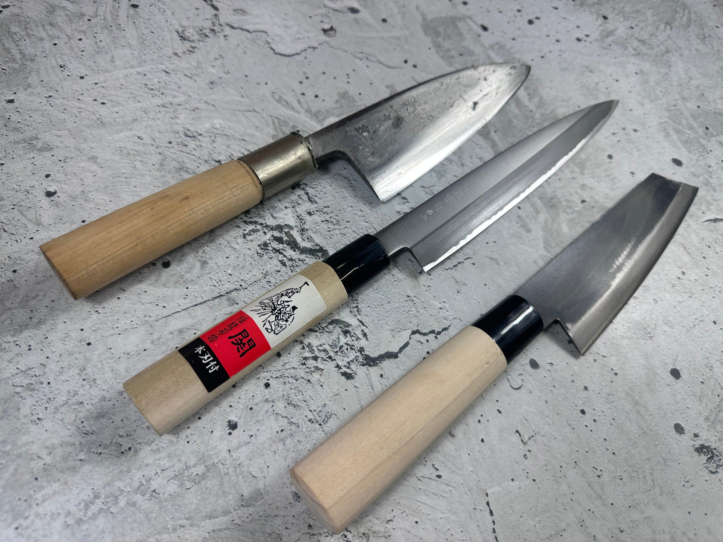 Vintage Japanese Knife Set 3x Carbon Steel Japan 2007