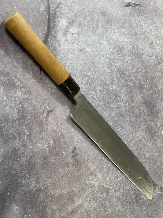 Vintage Santoku  Knife 220mm Carbon Steel Blade Made Japan  1677