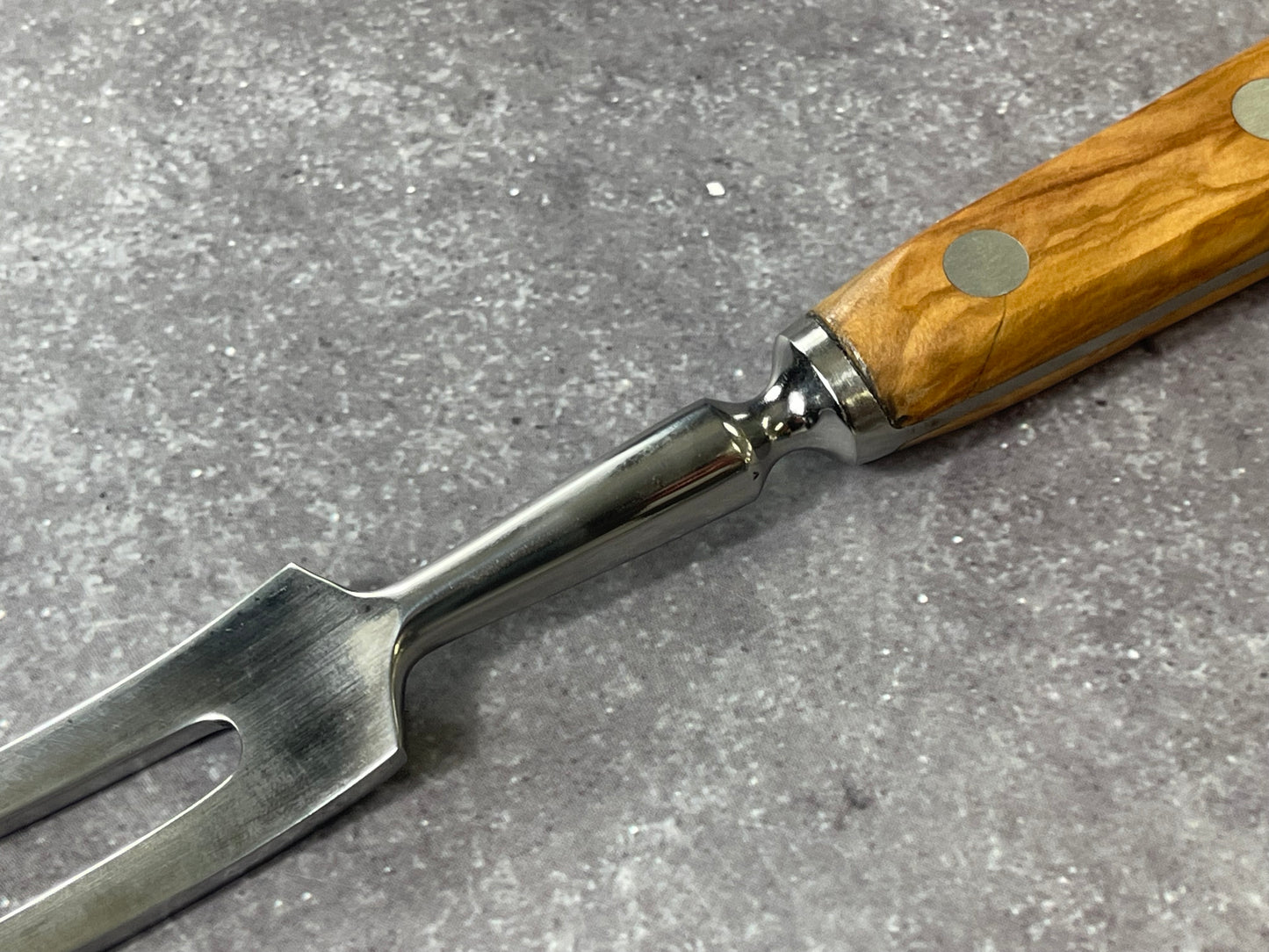 K Sabatier Curbed Fork 150mm - HIGH CARBON STEEL - OLIVE WOOD HANDLE