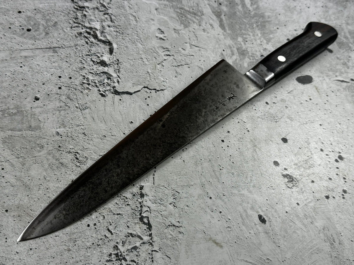 Vintage Masaaki Masateru Gyuto Knife 240mm Carbon Steel Western Wood Handle 2250