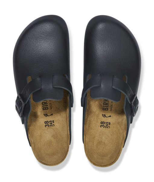 Birkenstock Boston Pro Black PU Coated Natural Leather Clog Chef Shoes