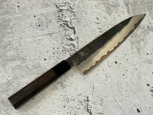 SanMai Stainless & Copper Gyuto Knife 200mm Kurouchi Etched, Vietnamese Ebony Handle