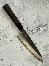 Load image into Gallery viewer, SanMai Stainless &amp; Copper Gyuto Knife 200mm Kurouchi Etched, Vietnamese Ebony Handle