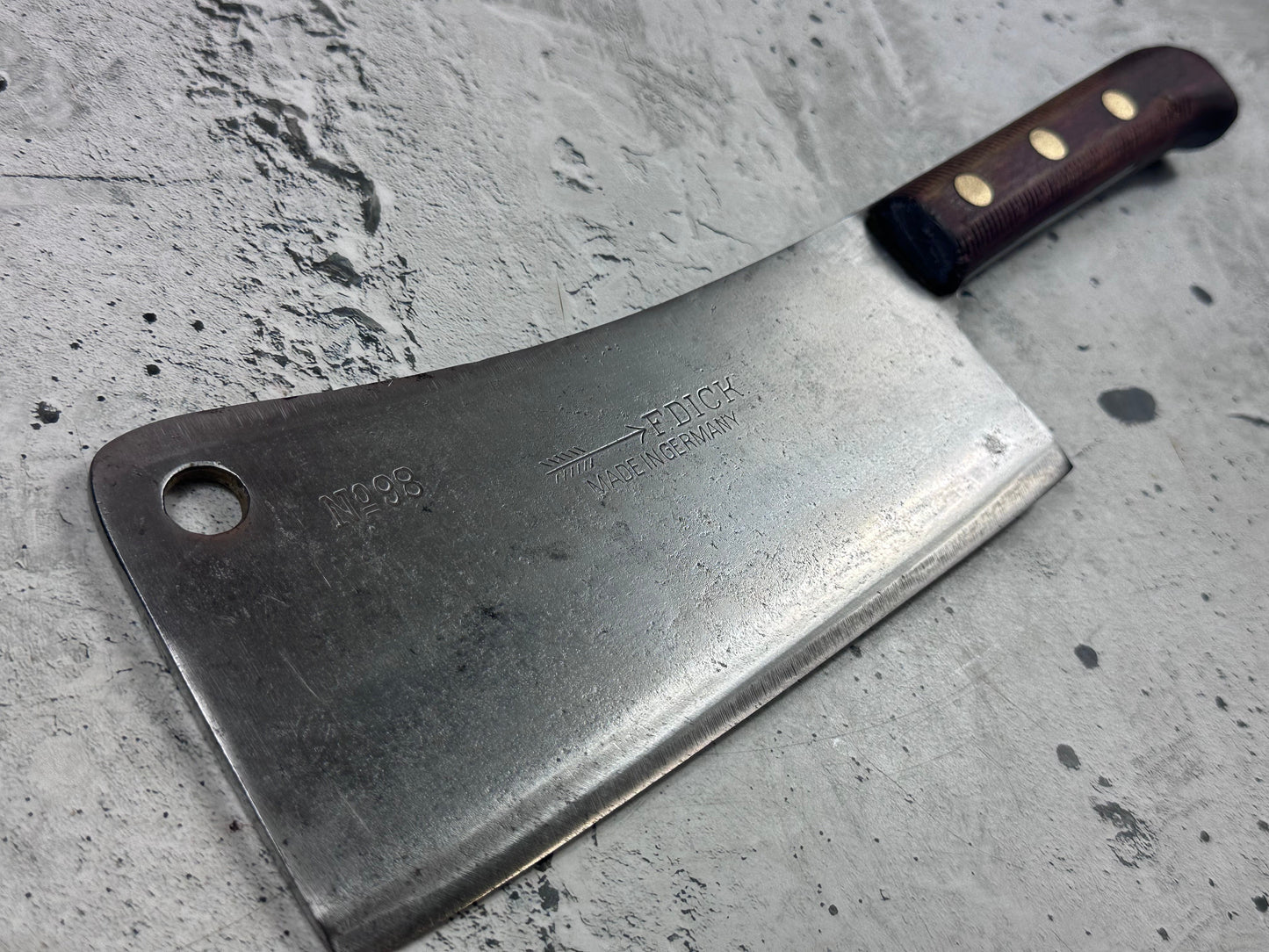 Vintage F. Dick Cleaver Knife N98 205mm Carbon Steel Made in Germany 2122