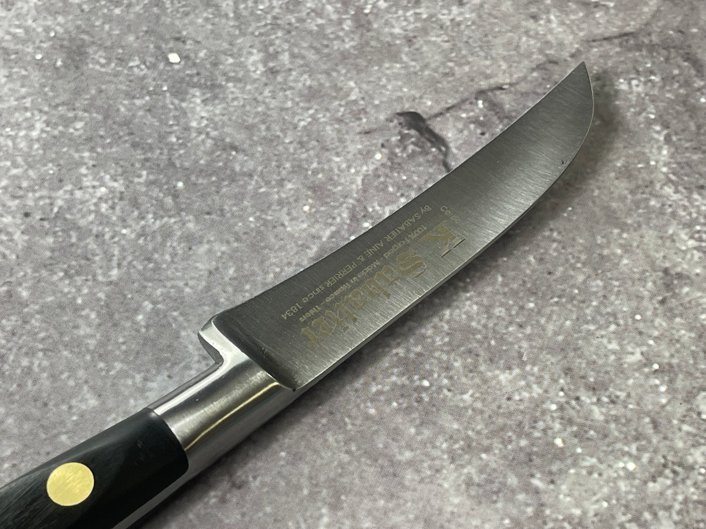 K Sabatier Curved Paring Knife 90mm - CARBON STEEL Made In France