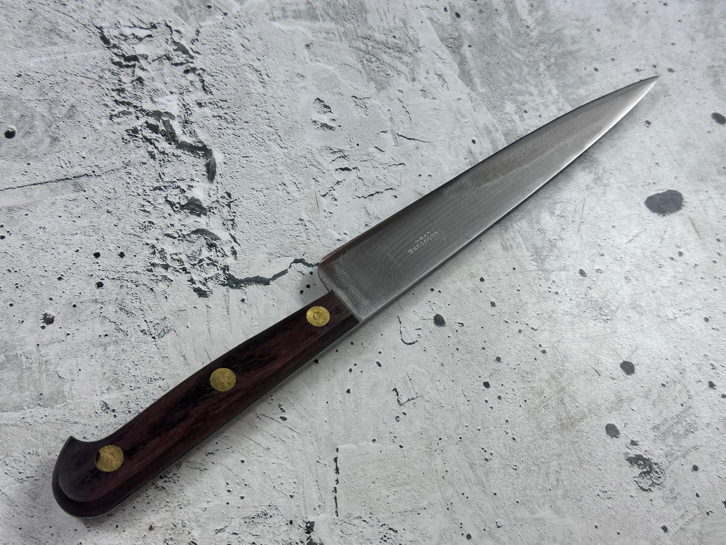 Vintage French Lacouture Slicing Knife 200mm Inox Steel Wood Handle 2191