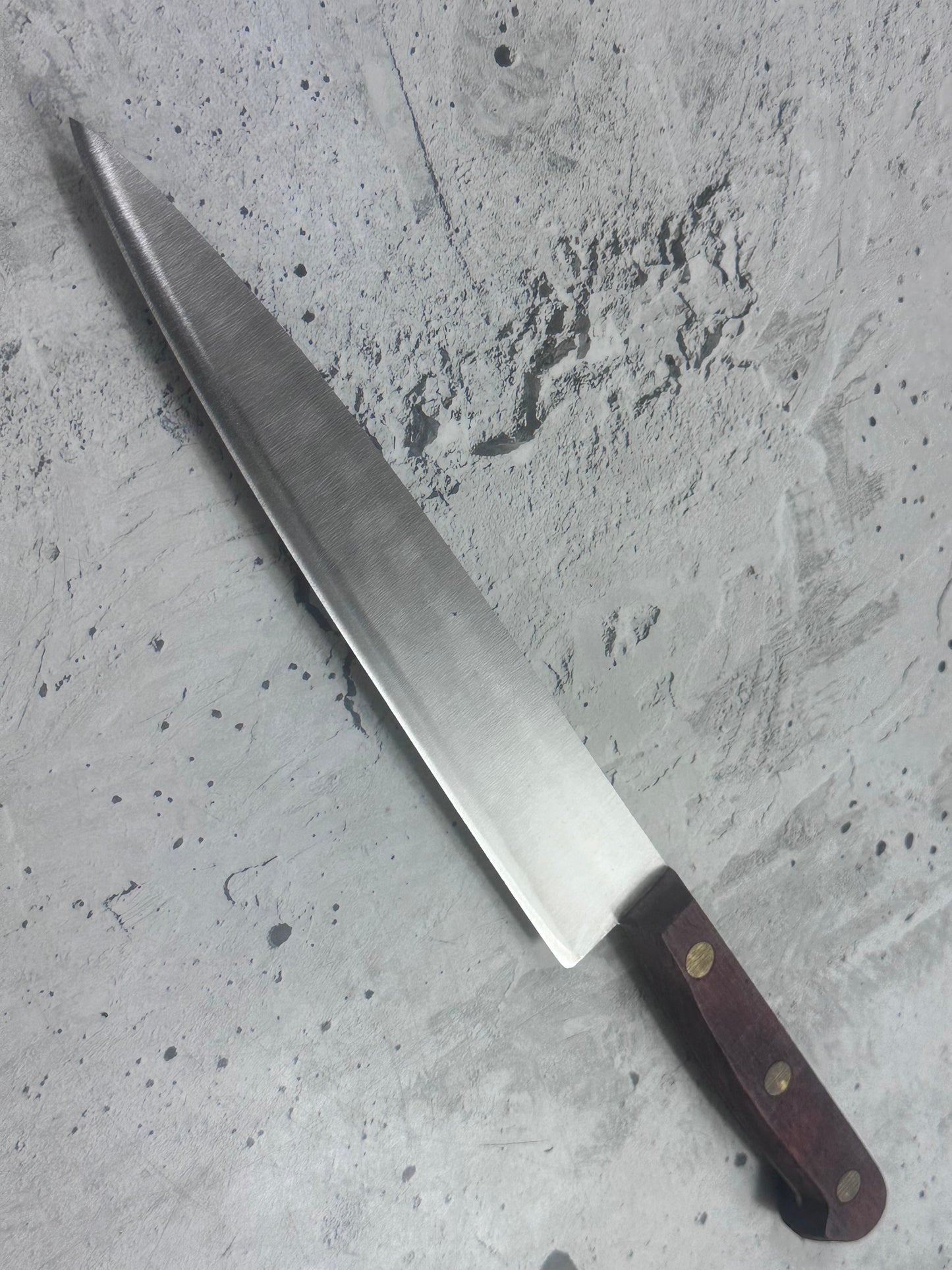 Vintage French Slicing Knife 200mm Inox Steel Wood Handle 2192