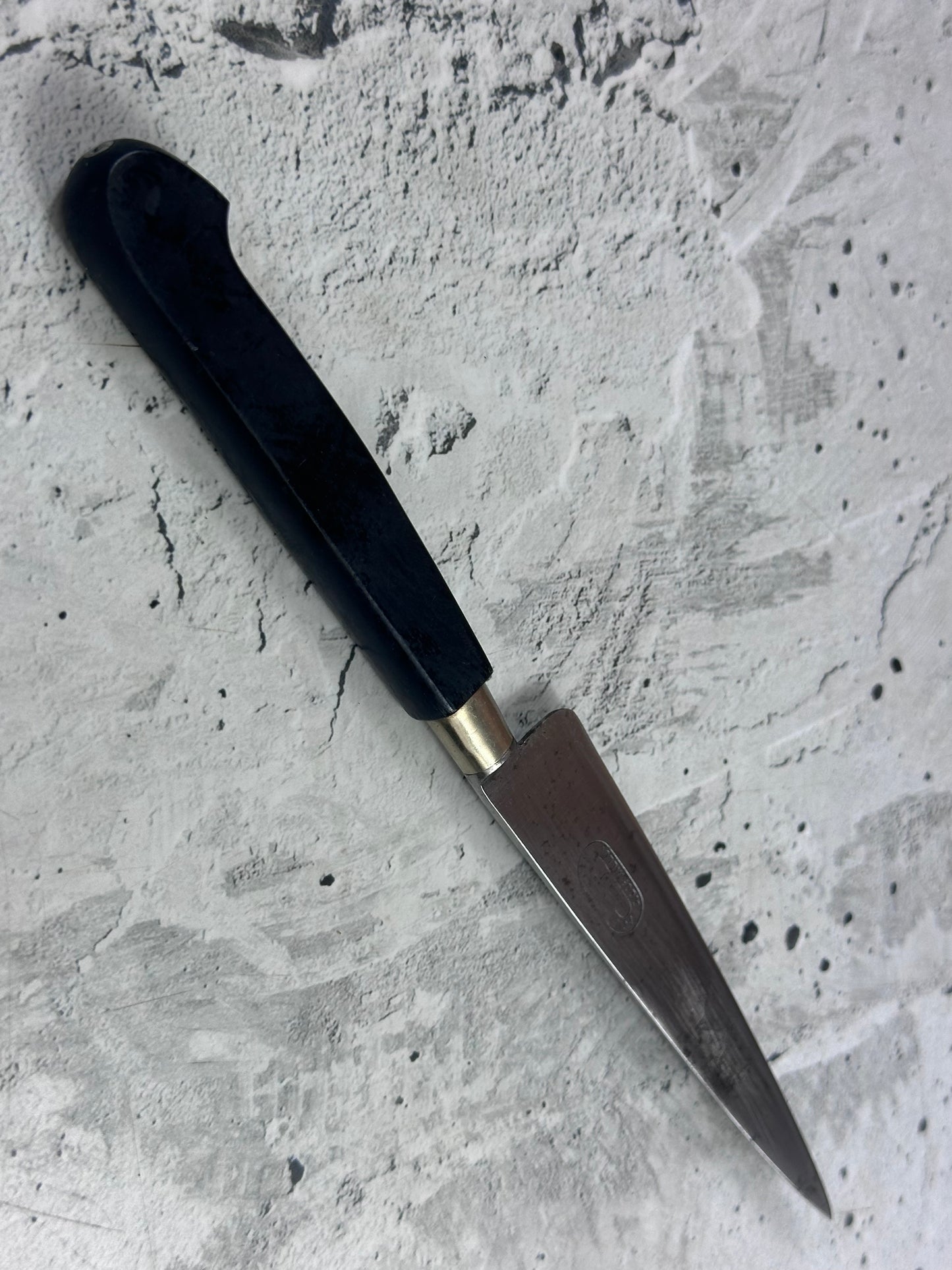 Vintage French Nogent Style Paring Knife 110mm Inox Steel POM Handle 2195