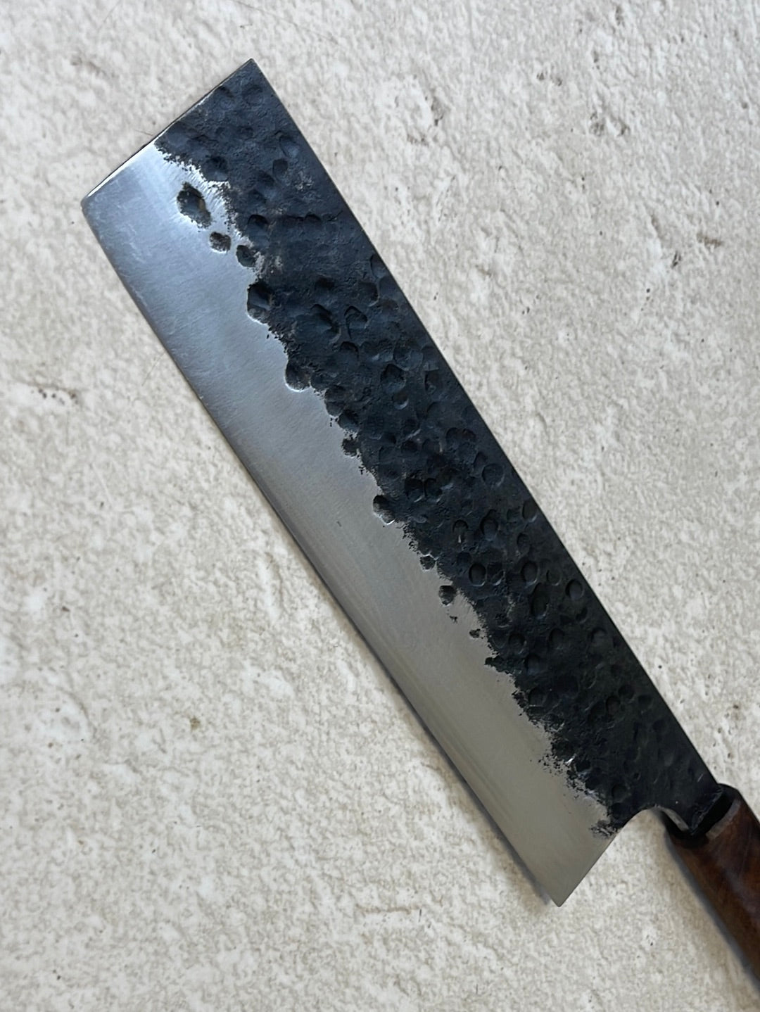 Nakiri 180mm Kurouchi Tsuchime with Jatiwood Timber Handle