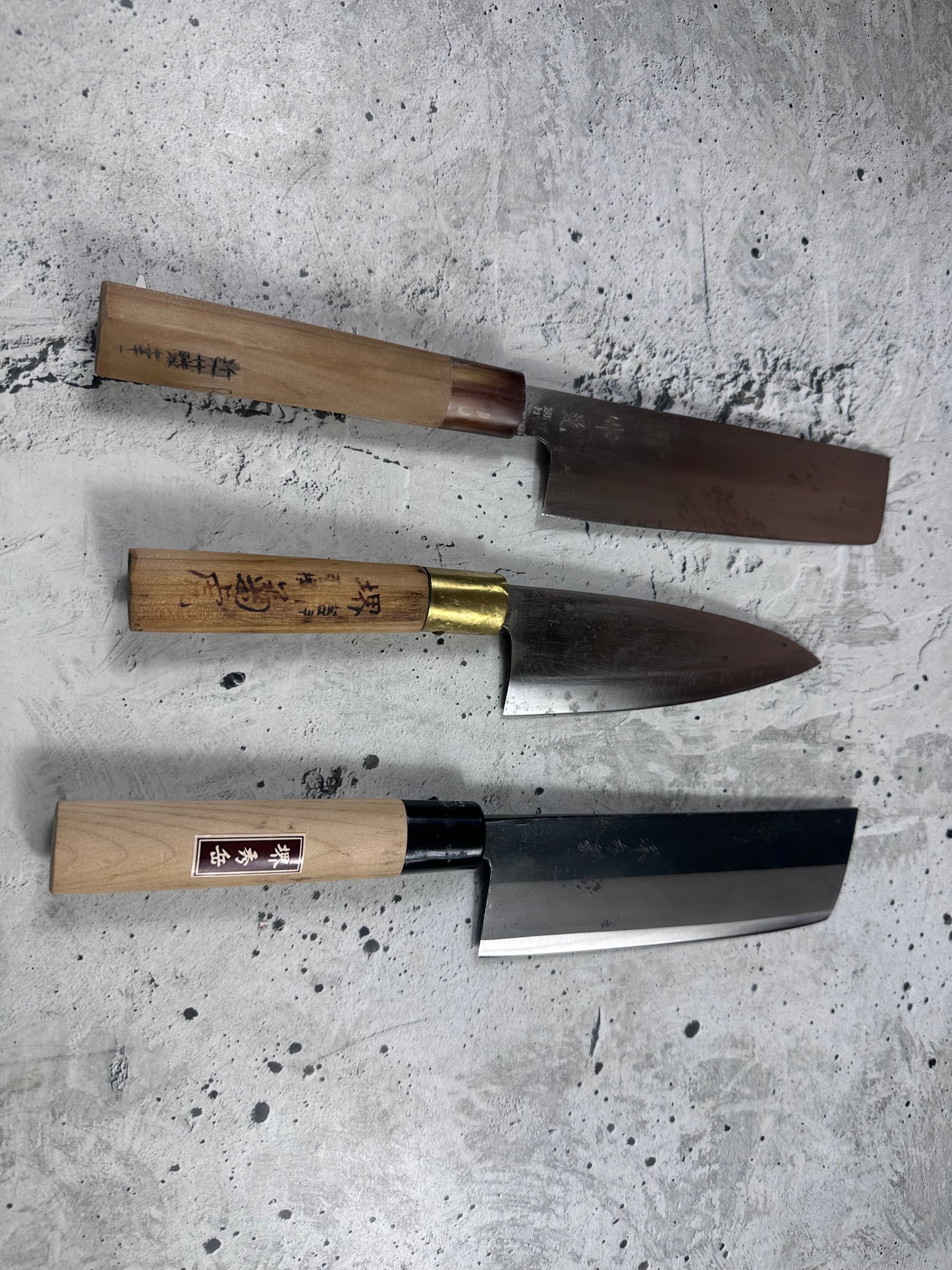 Vintage Japanese Knife Set 3x Carbon Steel Japan 2009