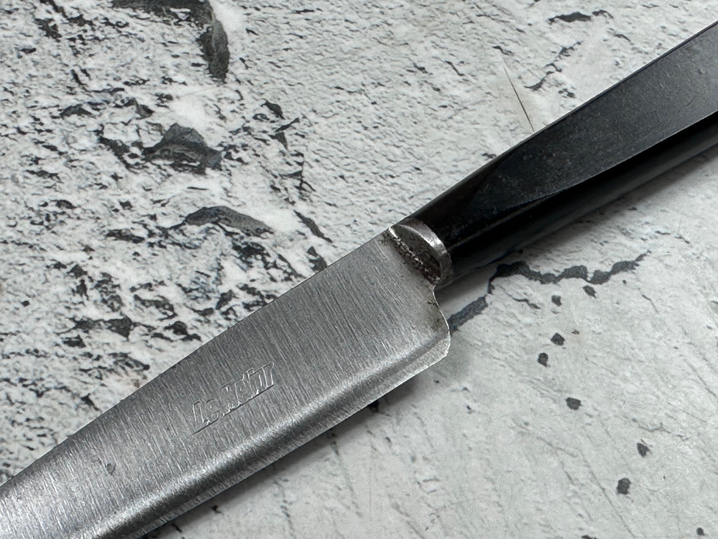 Vintage French Nogent Style Paring Knife 80mm Inox Steel POM Handle 2198