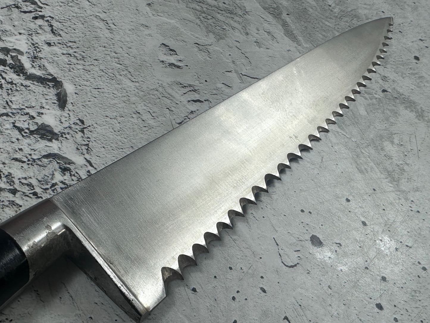 Vintage French Serrated Frozen Food Knife 250mm Inox Steel POM Handle 2194