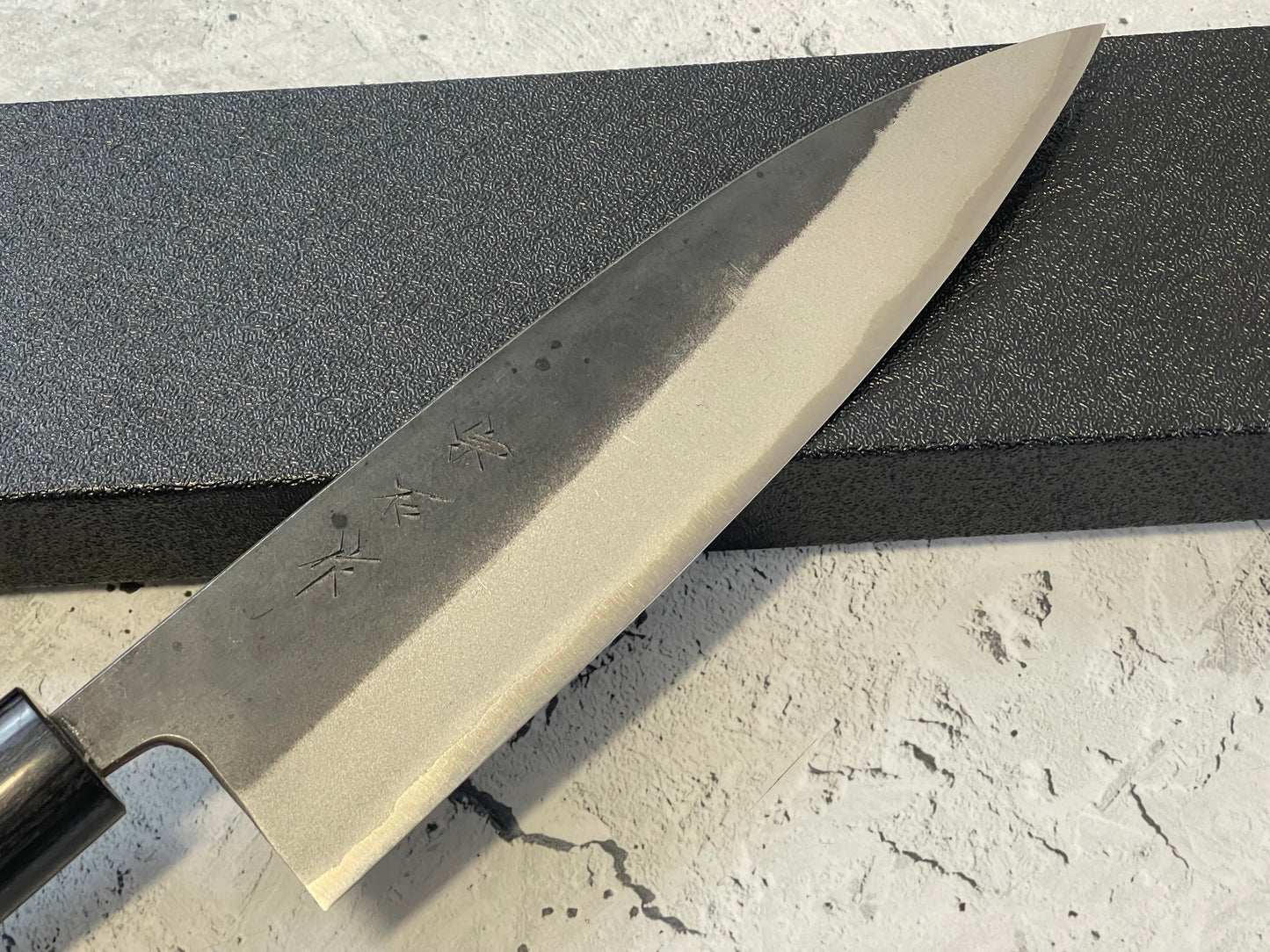 Muneishi Aogami SS Clad Gyuto 150 mm  Kurochi Finish Made in Japan