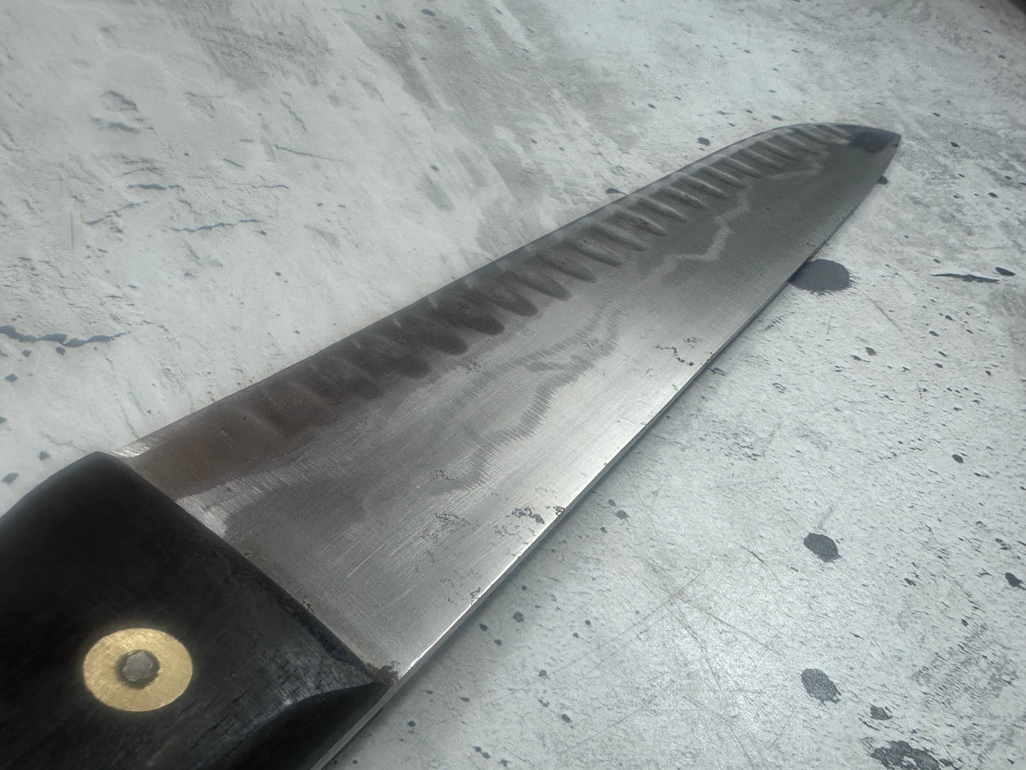 Vintage French Scalloped Chef Knife 250mm Stainless Steel 2171