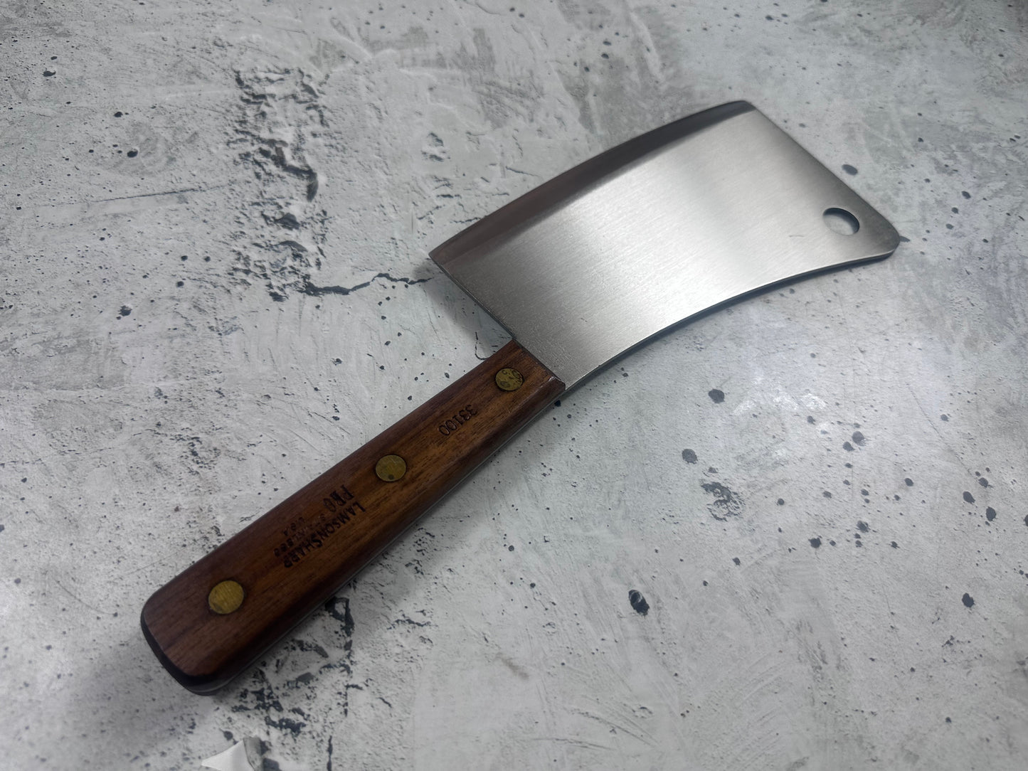 Vintage LamsonSharp Pro Butcher Cleaver Knife 180mm High Carbon Steel Made in USA 2118