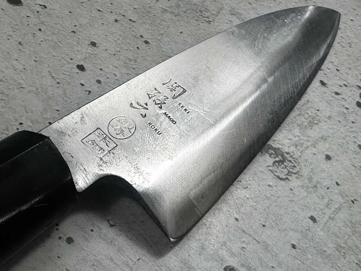 Vintage Seki Magoroku Funayuki  Knife 150mm Carbon Steel Magnolia Wood Handle  2262