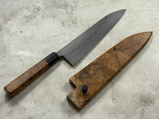 Kanefusa Gyuto 230mm Teakwood Burl & Rosewood Handle & Sheath
