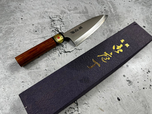 Vintage Sakai Ryujin Funayuki Knife 150mm High-Carbon Steel Wood Handle 2263