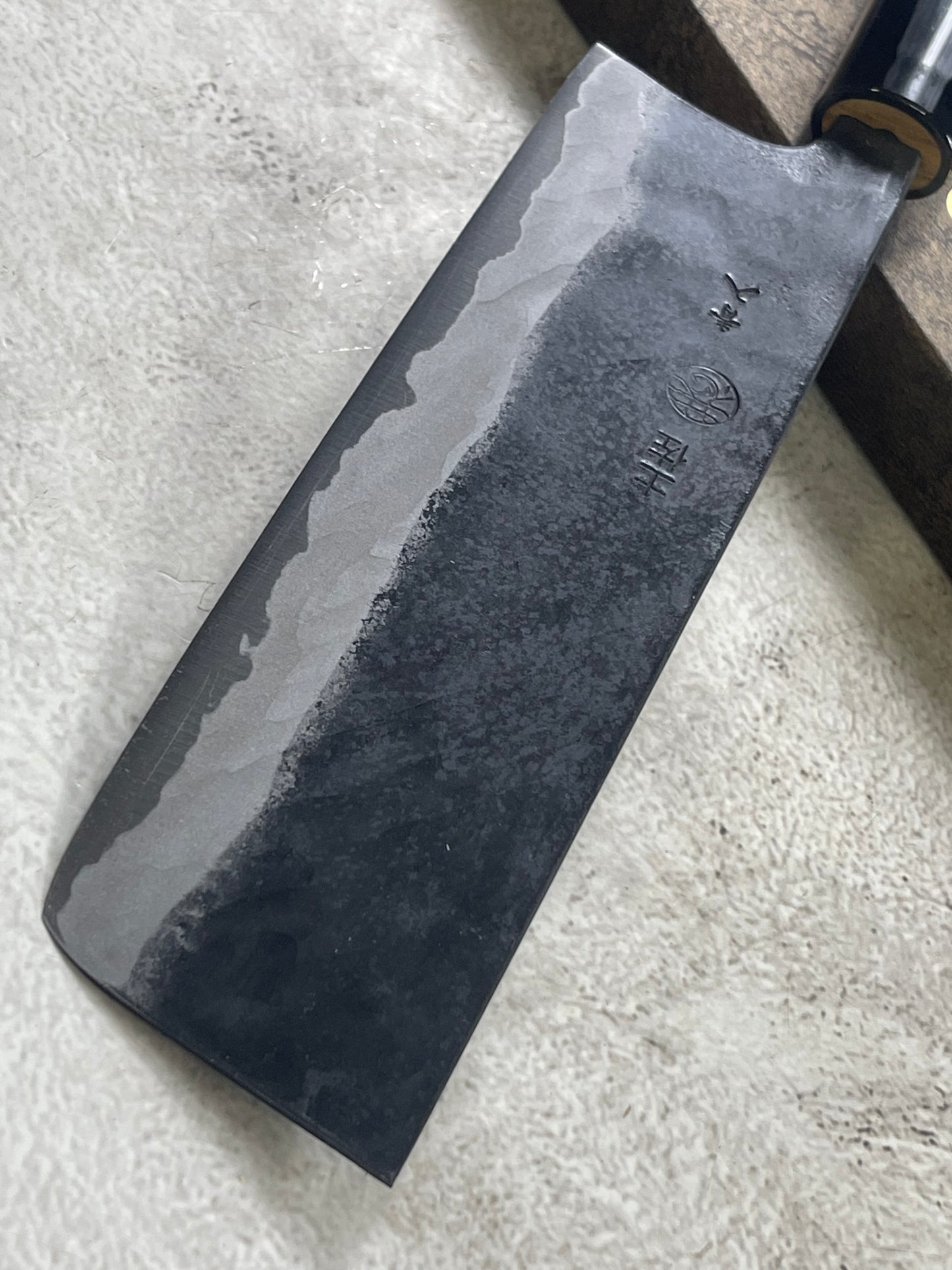 Kyohei Shindo Warikomi Blue #2 Kurouchi 165mm Nakiri with Keyaki Wa Handle and Plastic Ferrule - Made in Japan 🇯🇵