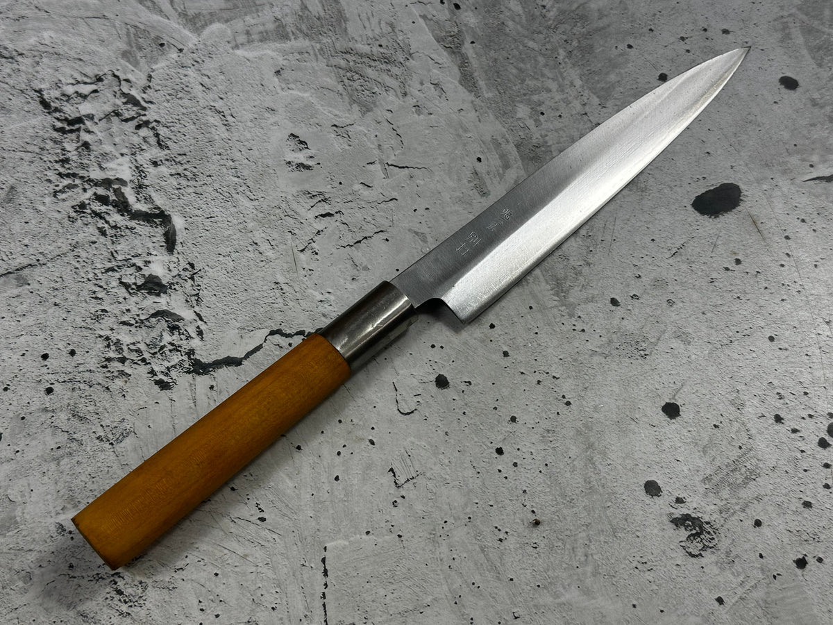 Vintage Minamoto Masahiro Yanagiba Knife 160mm Carbon Steel Magnolia Wood Handle  2255