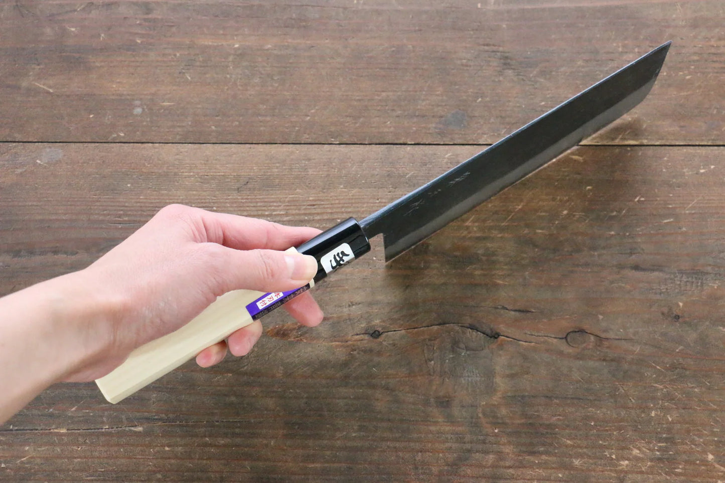 Kanetsune Blue Steel No.2 Kurouchi Nakiri 165mm - Magnolia Handle