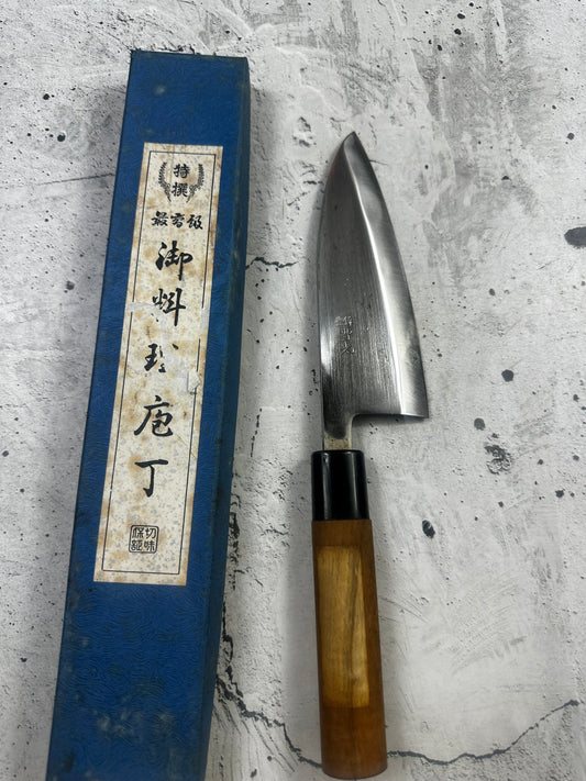 Vintage Kajigen Carbon Steel Deba Knife 150mm 2349