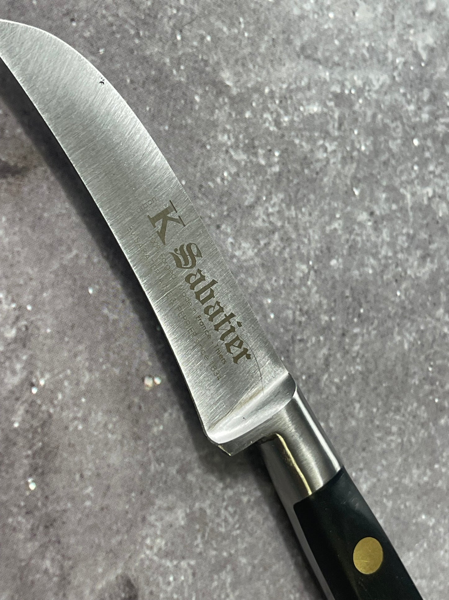 K Sabatier Curved Paring Knife 90mm - CARBON STEEL Made In France