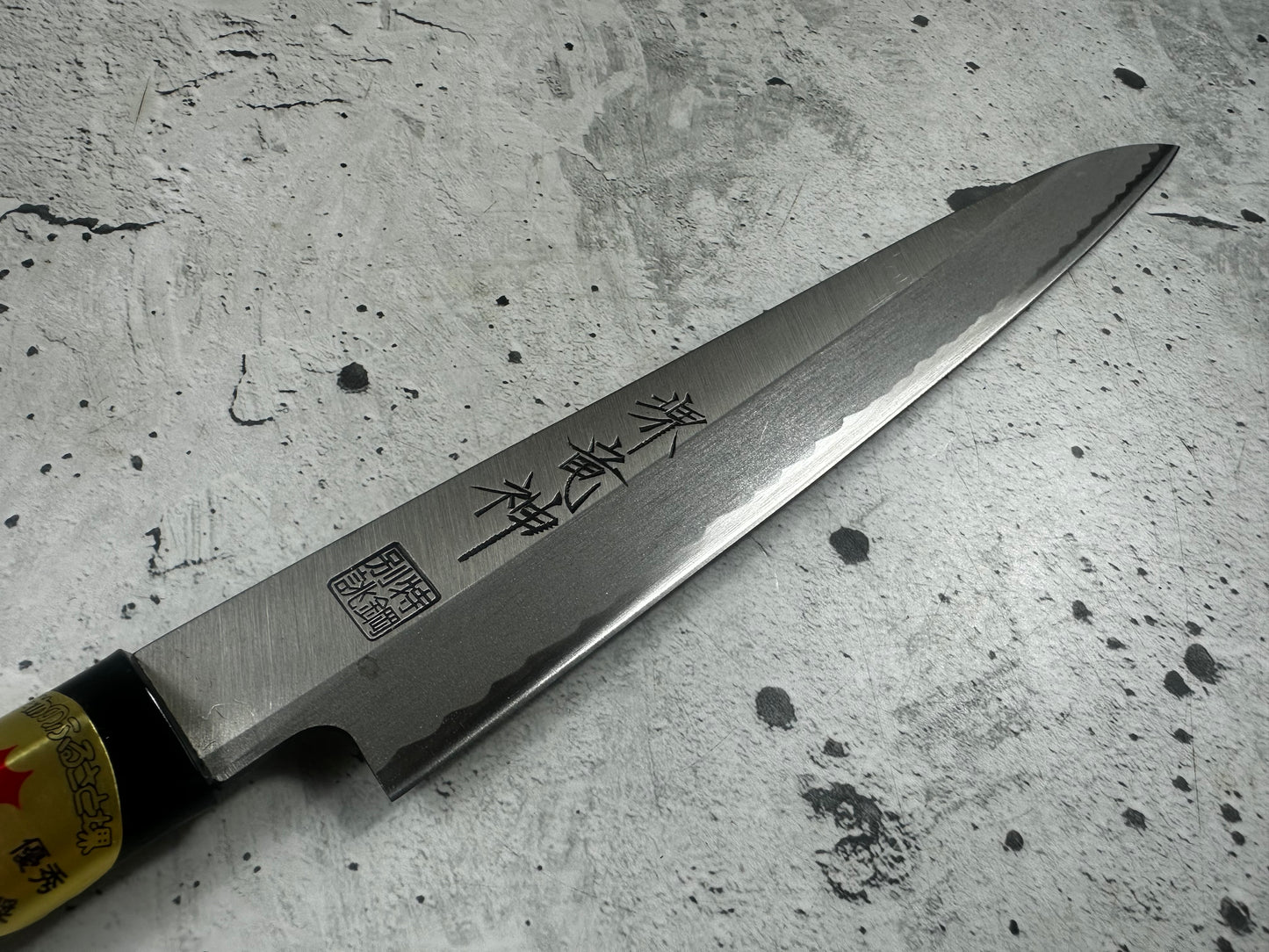 Vintage Sakai Ryujin Knife Set Carbon Steel Wood Handle Buffalo Horn 2231