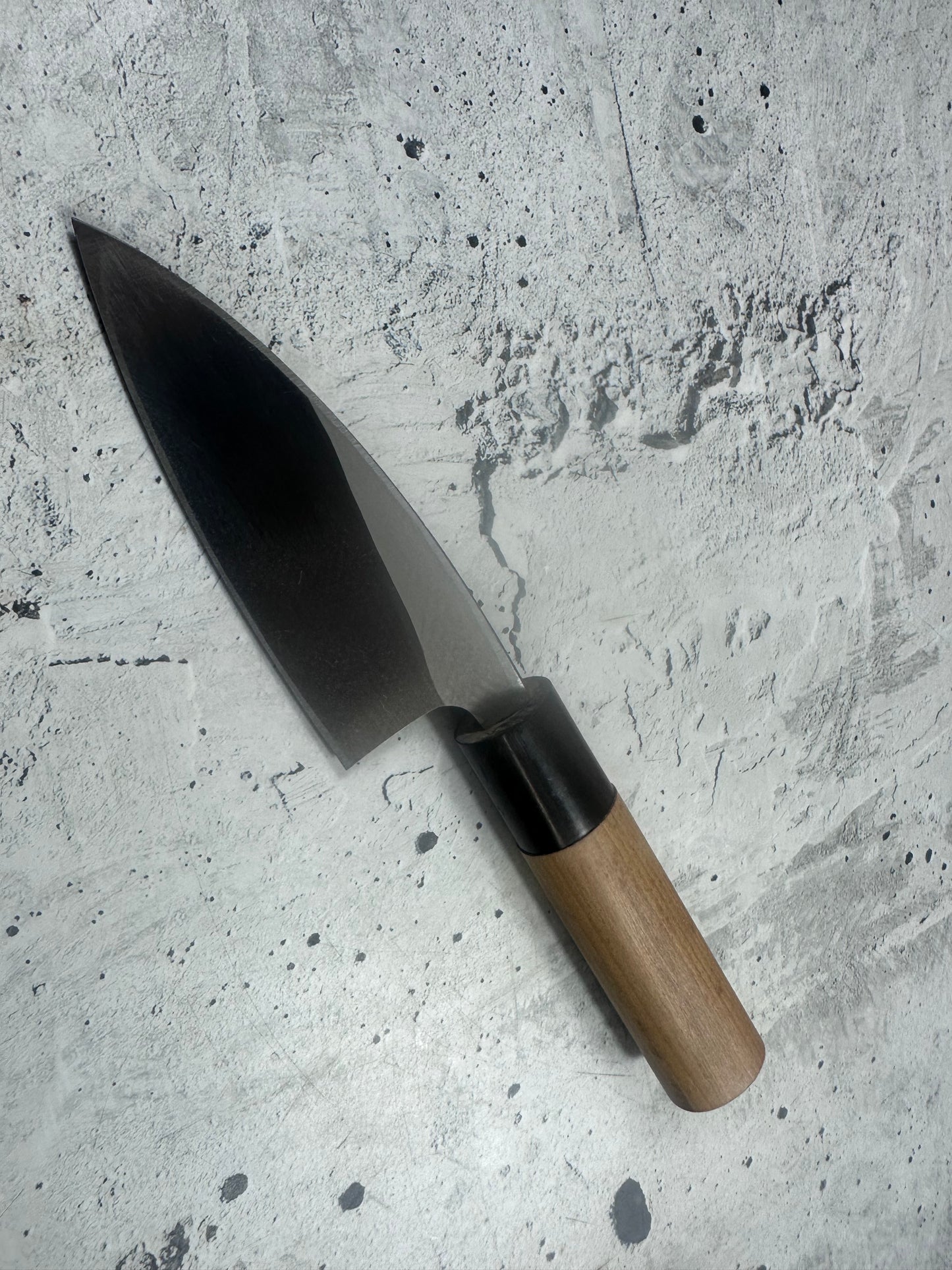 Vintage Matsumura Kurouchi Deba Knife 110mm Carbon Steel Wood Handle 2232