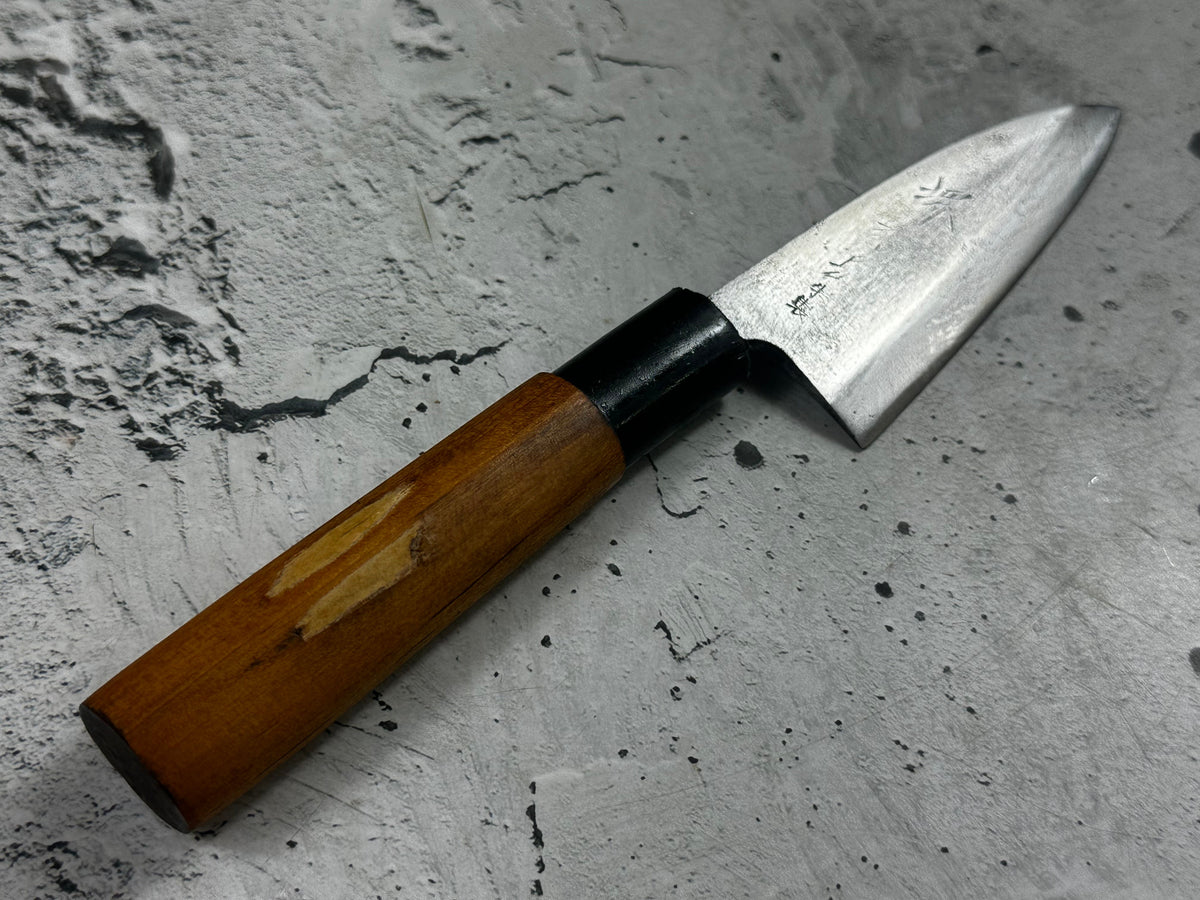 Vintage Sakai Tokusei Deba Knife 120mm Carbon Steel Magnolia Wood Handle  2256