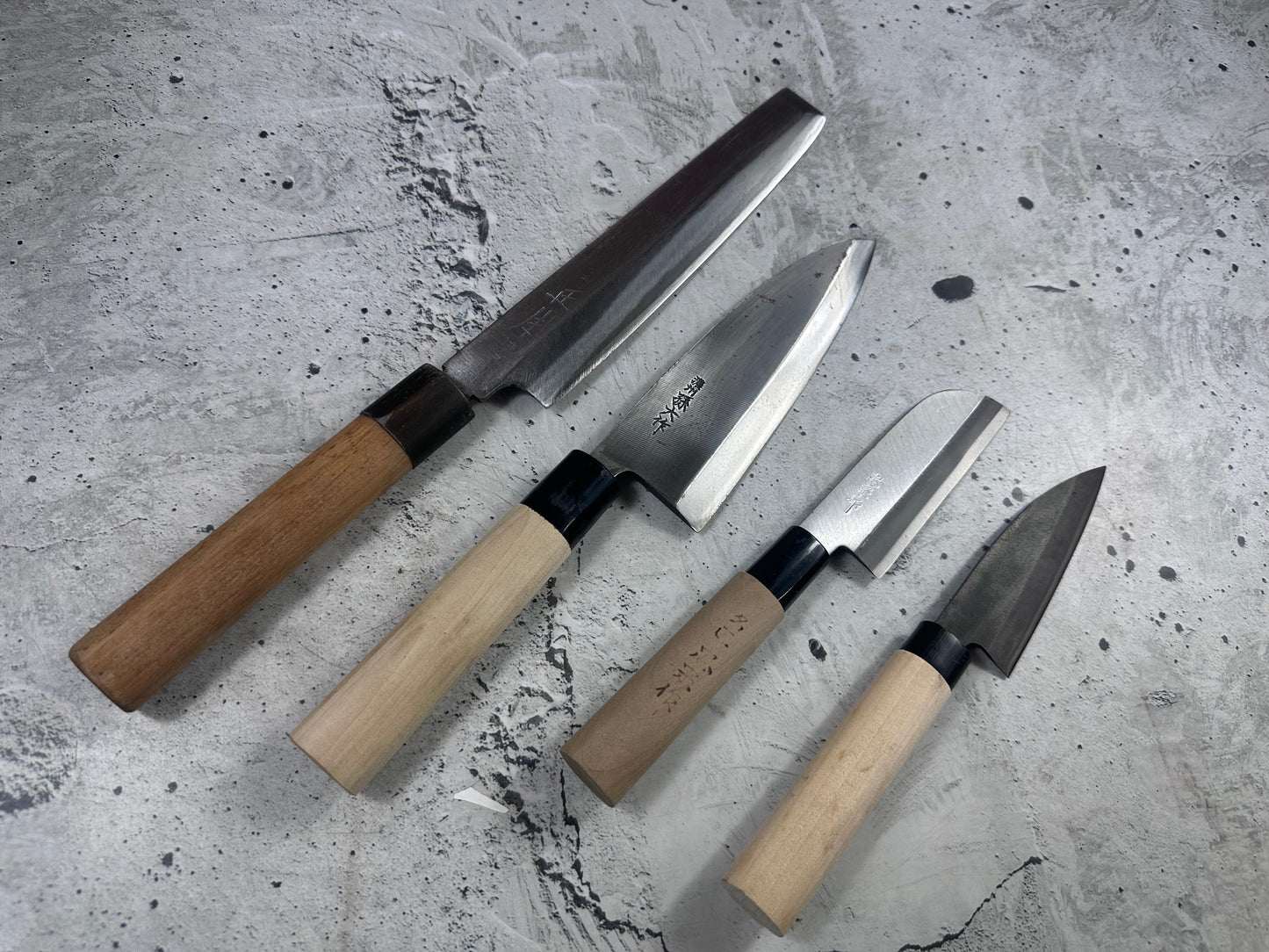 Vintage Japanese Knife Set 4x Carbon Steel Japan 2010
