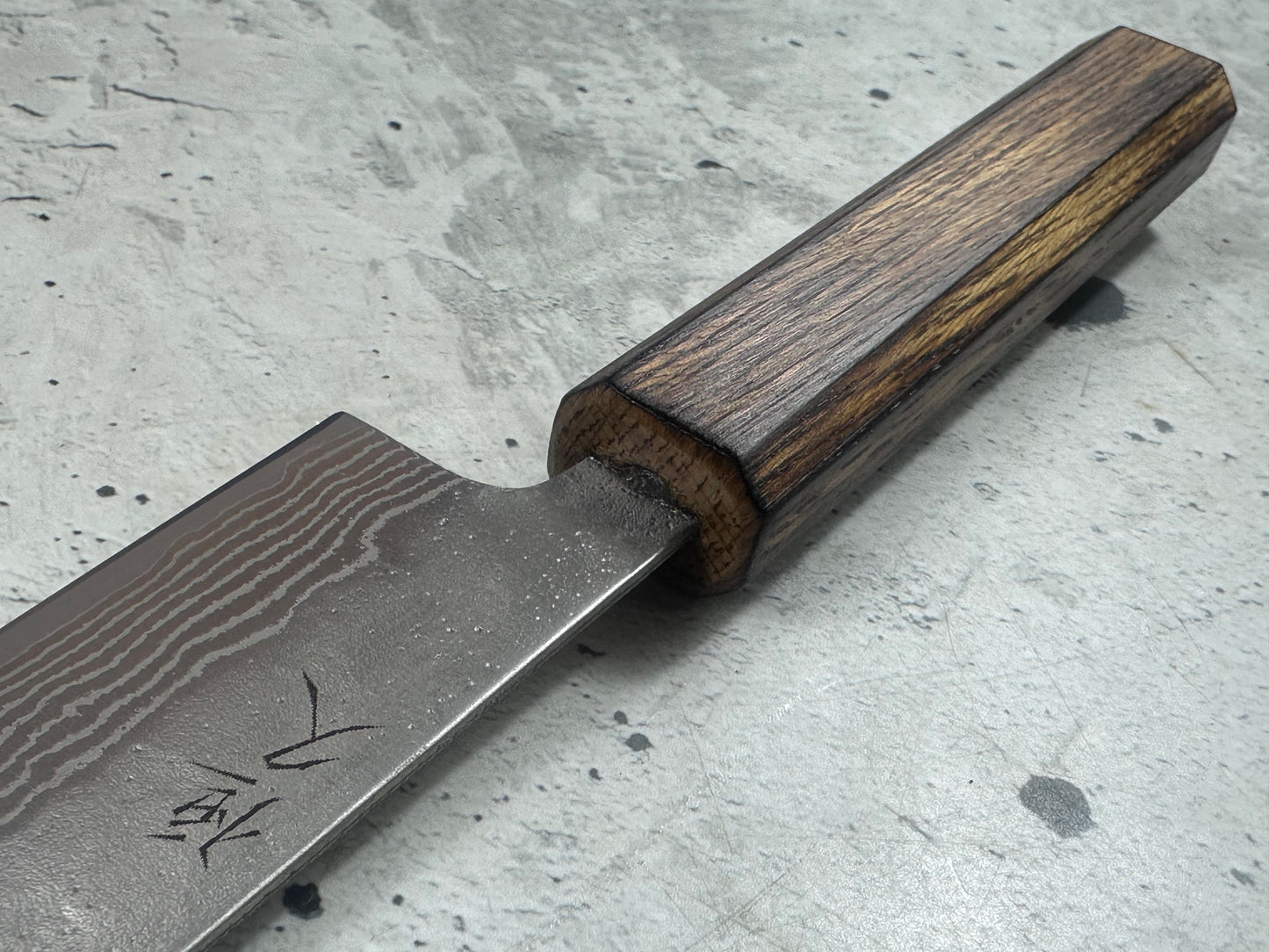 Tsunehisa 440c Damascus Nashiji Petty 150mm Oak Handle Made in Japan