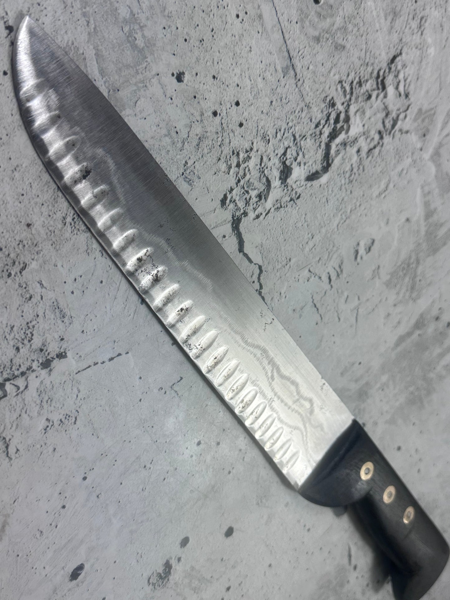 Vintage French Scalloped Chef Knife 250mm Stainless Steel 2171