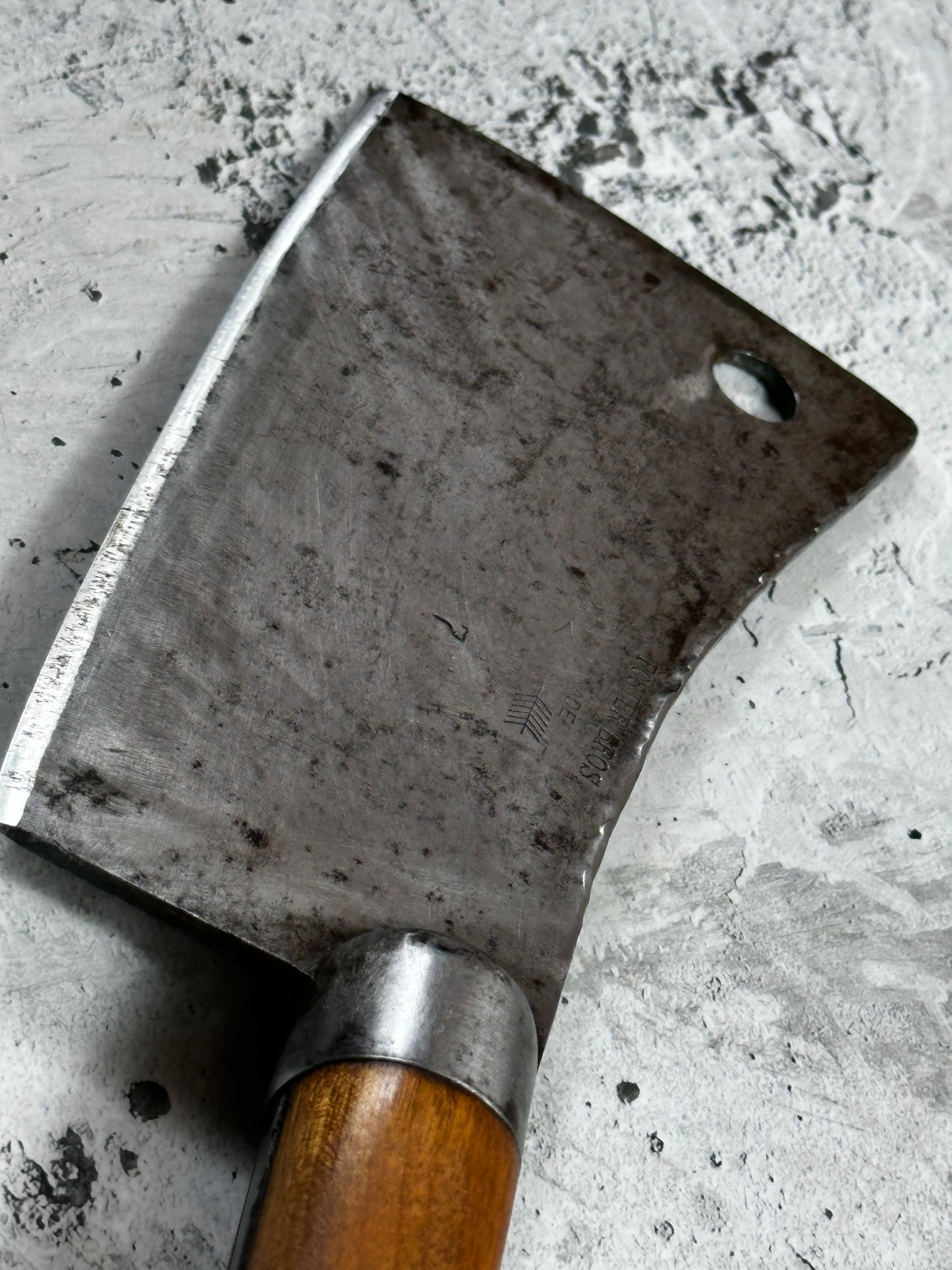 Vintage Foster Bros Butcher Cleaver Knife 180mm  Carbon Steel Blade Made in USA 🇺🇸 1996